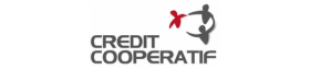 Credit Cooperatif logo: two abstract figures in red and gray forming a dynamic shape above the words CREDIT COOPERATIF.