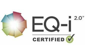 EQ-i 2.0 Certified logo with a multicolored circular pinwheel emblem.
